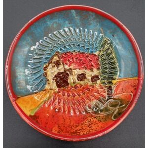 Garlic Ginger Zester Grater Dish Hand Painted Ceramic 4.75" I See Spain Campo